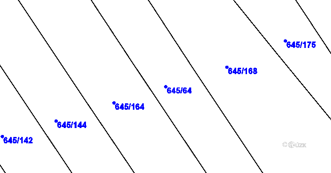 Parcela st. 645/64 v KÚ Choryně, Katastrální mapa