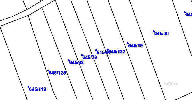 Parcela st. 645/87 v KÚ Choryně, Katastrální mapa