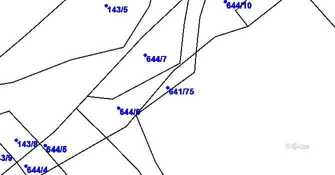 Parcela st. 641/75 v KÚ Choryně, Katastrální mapa