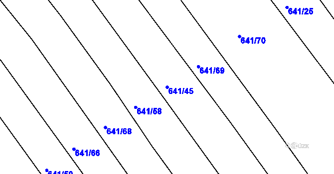 Parcela st. 641/45 v KÚ Choryně, Katastrální mapa