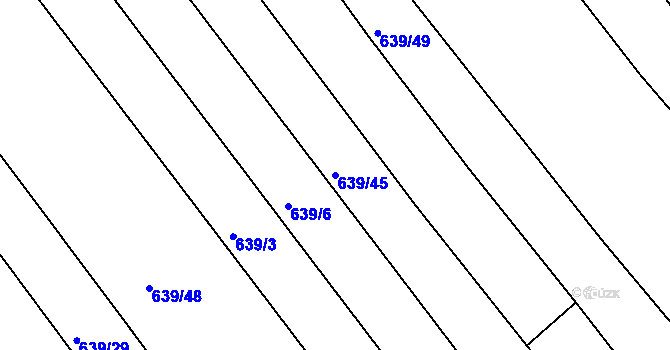Parcela st. 639/45 v KÚ Choryně, Katastrální mapa