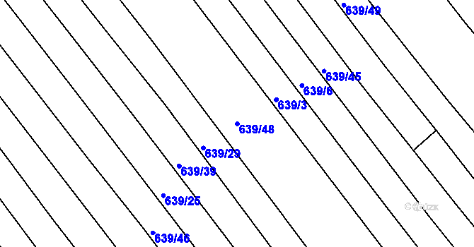 Parcela st. 639/48 v KÚ Choryně, Katastrální mapa