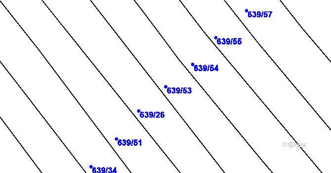 Parcela st. 639/53 v KÚ Choryně, Katastrální mapa