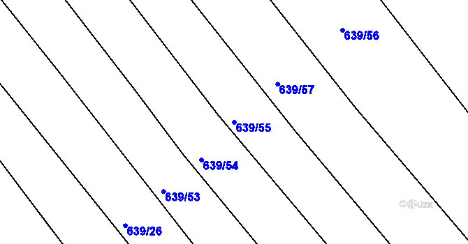 Parcela st. 639/55 v KÚ Choryně, Katastrální mapa