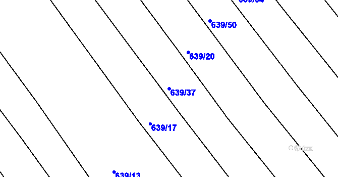 Parcela st. 639/37 v KÚ Choryně, Katastrální mapa