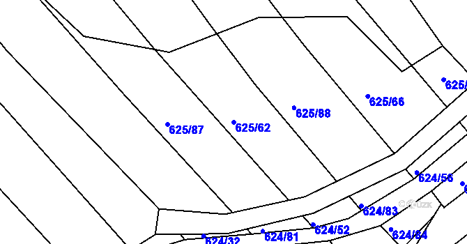 Parcela st. 625/62 v KÚ Choryně, Katastrální mapa