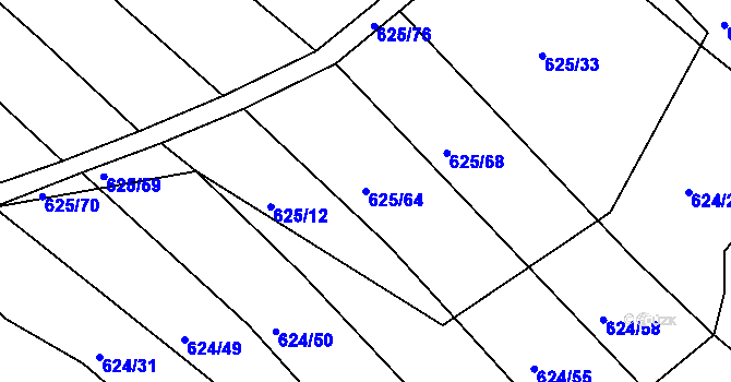 Parcela st. 625/64 v KÚ Choryně, Katastrální mapa