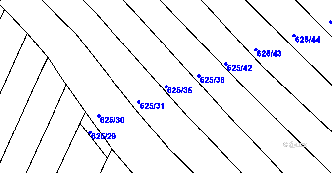 Parcela st. 625/35 v KÚ Choryně, Katastrální mapa