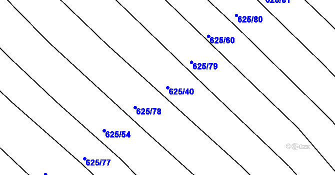 Parcela st. 625/40 v KÚ Choryně, Katastrální mapa