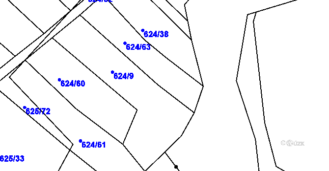 Parcela st. 624/66 v KÚ Choryně, Katastrální mapa