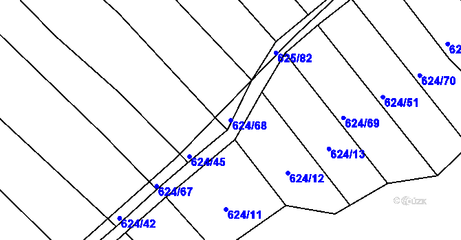 Parcela st. 624/68 v KÚ Choryně, Katastrální mapa