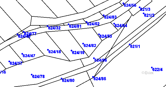 Parcela st. 624/82 v KÚ Choryně, Katastrální mapa