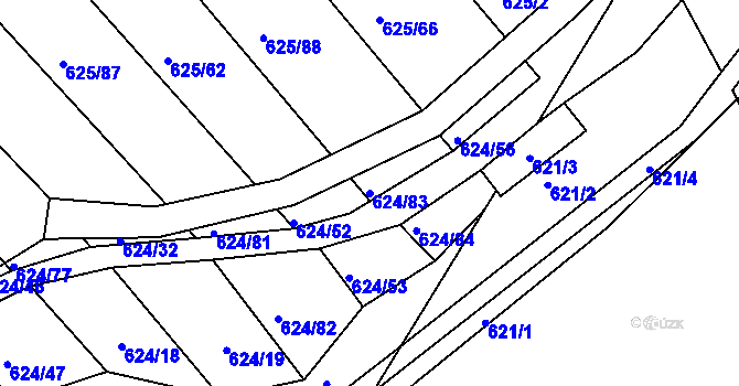 Parcela st. 624/83 v KÚ Choryně, Katastrální mapa