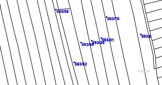 Parcela st. 593/66 v KÚ Choryně, Katastrální mapa
