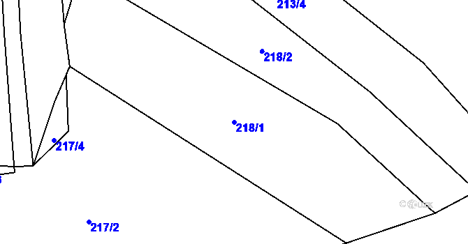Parcela st. 218/1 v KÚ Choryně, Katastrální mapa