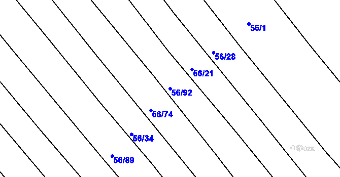 Parcela st. 56/92 v KÚ Choryně, Katastrální mapa