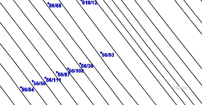 Parcela st. 56/93 v KÚ Choryně, Katastrální mapa