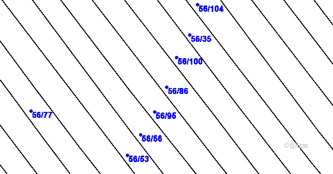 Parcela st. 56/86 v KÚ Choryně, Katastrální mapa