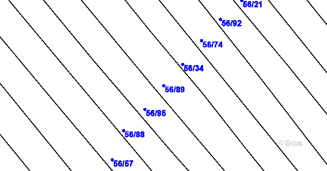 Parcela st. 56/89 v KÚ Choryně, Katastrální mapa
