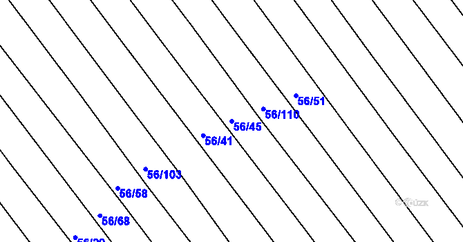 Parcela st. 56/45 v KÚ Choryně, Katastrální mapa