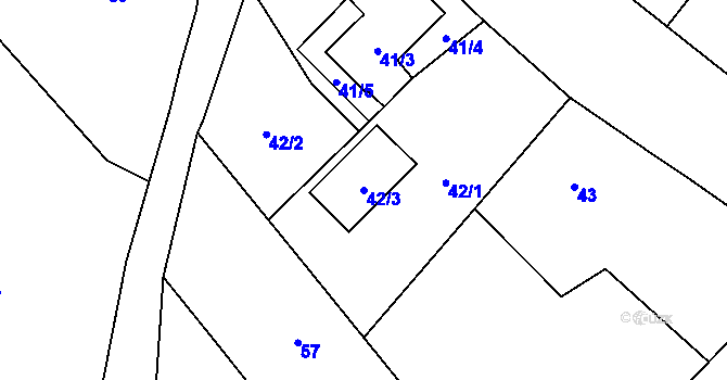 Parcela st. 42/3 v KÚ Choryně, Katastrální mapa
