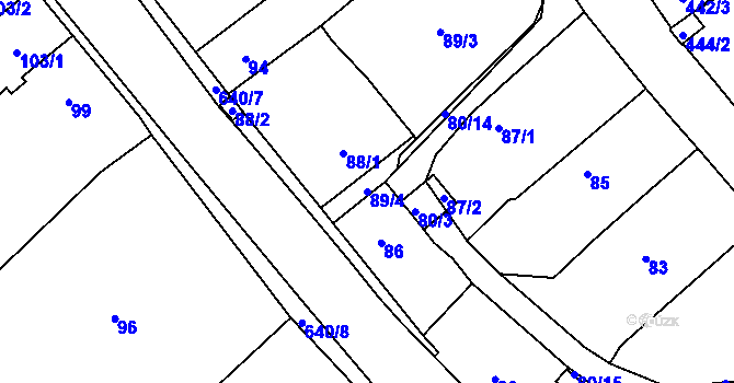 Parcela st. 89/4 v KÚ Choryně, Katastrální mapa