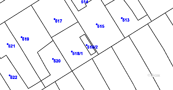 Parcela st. 518/2 v KÚ Choryně, Katastrální mapa