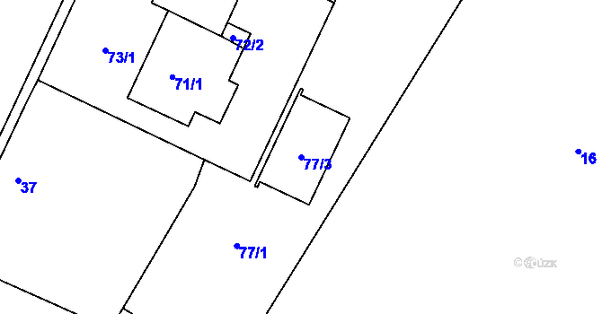 Parcela st. 77/3 v KÚ Choryně, Katastrální mapa