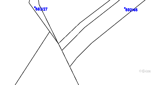 Parcela st. 692/45 v KÚ Choryně, Katastrální mapa