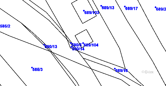 Parcela st. 689/104 v KÚ Choryně, Katastrální mapa