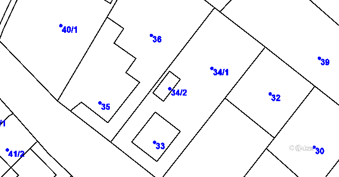 Parcela st. 34/2 v KÚ Choryně, Katastrální mapa