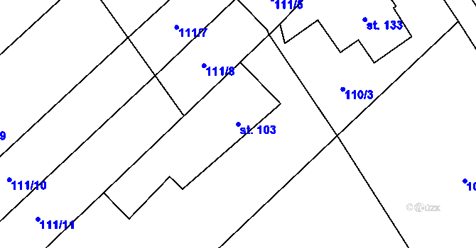 Parcela st. 103 v KÚ Chořelice, Katastrální mapa