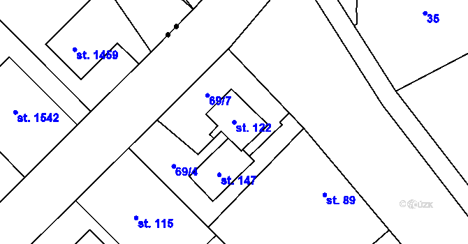 Parcela st. 122 v KÚ Chořelice, Katastrální mapa
