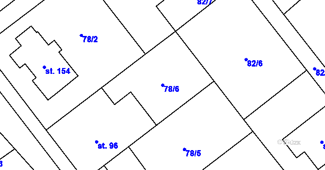 Parcela st. 78/6 v KÚ Chořelice, Katastrální mapa