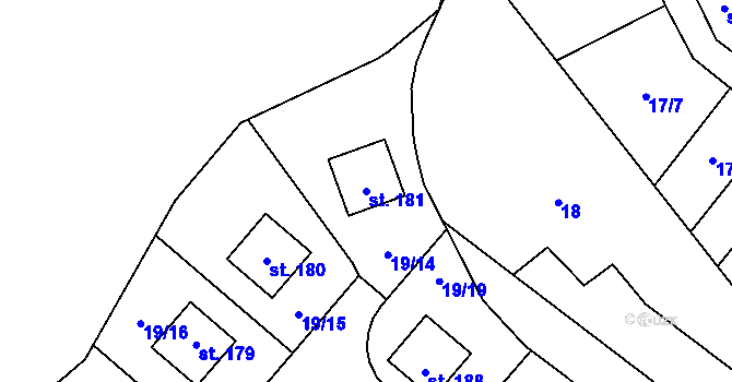 Parcela st. 181 v KÚ Chořelice, Katastrální mapa