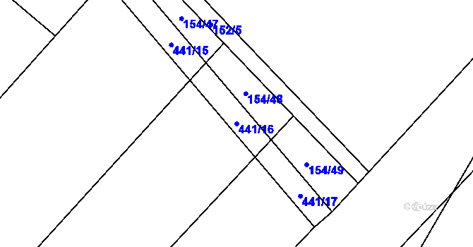 Parcela st. 441/16 v KÚ Choťánky, Katastrální mapa