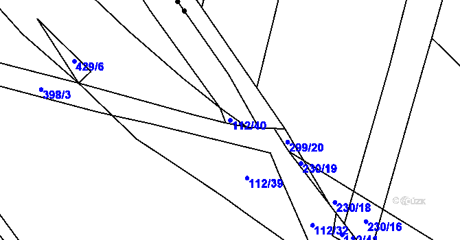 Parcela st. 112/40 v KÚ Choťánky, Katastrální mapa