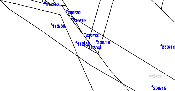Parcela st. 112/41 v KÚ Choťánky, Katastrální mapa