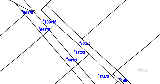 Parcela st. 173/2 v KÚ Choťánky, Katastrální mapa