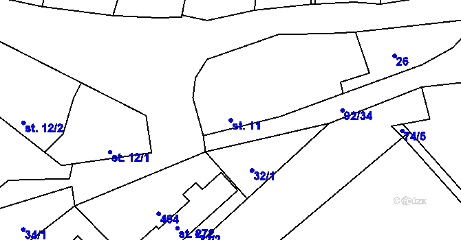 Parcela st. 11 v KÚ Choťánky, Katastrální mapa