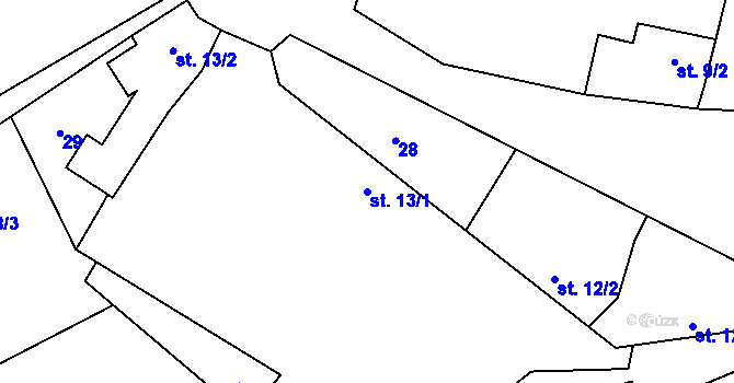 Parcela st. 13/1 v KÚ Choťánky, Katastrální mapa