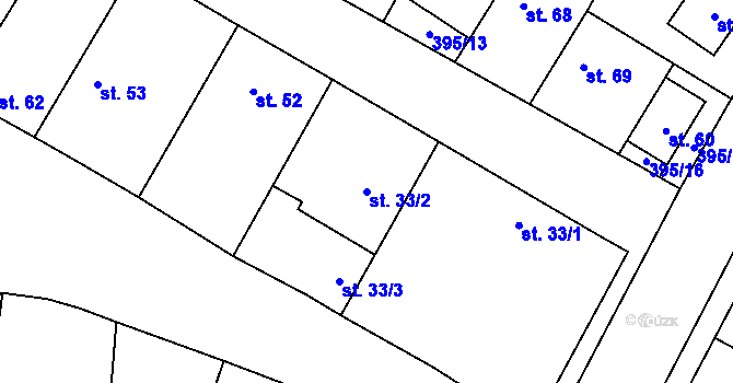 Parcela st. 33/2 v KÚ Choťánky, Katastrální mapa