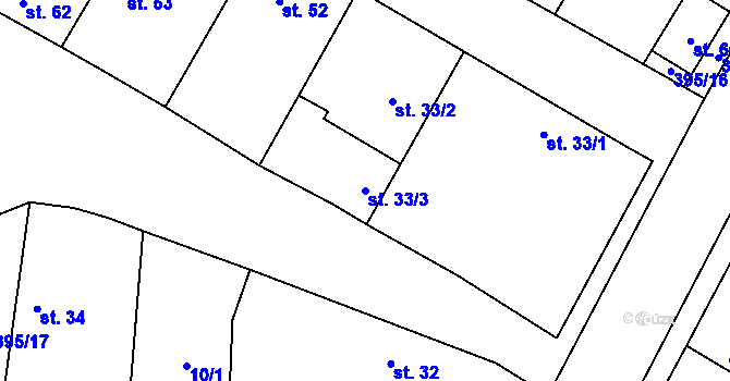 Parcela st. 33/3 v KÚ Choťánky, Katastrální mapa