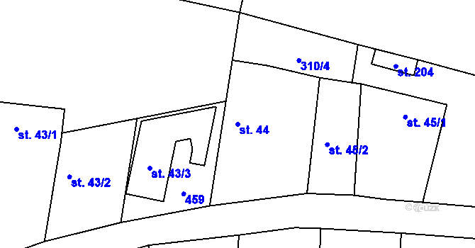 Parcela st. 44 v KÚ Choťánky, Katastrální mapa