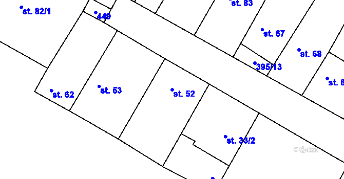 Parcela st. 52 v KÚ Choťánky, Katastrální mapa