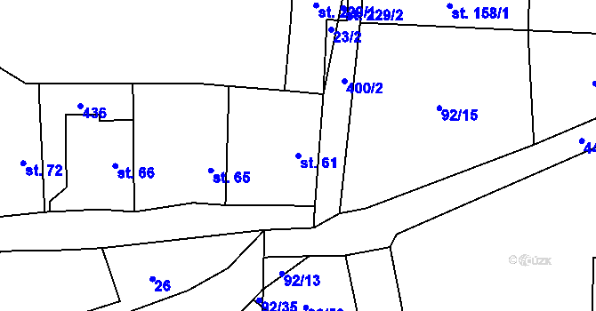 Parcela st. 61 v KÚ Choťánky, Katastrální mapa