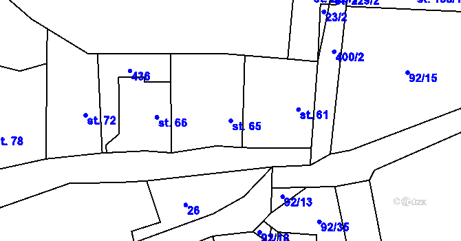 Parcela st. 65 v KÚ Choťánky, Katastrální mapa