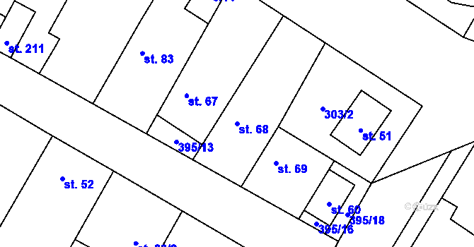 Parcela st. 68 v KÚ Choťánky, Katastrální mapa