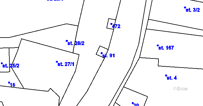 Parcela st. 91 v KÚ Choťánky, Katastrální mapa