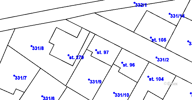 Parcela st. 97 v KÚ Choťánky, Katastrální mapa